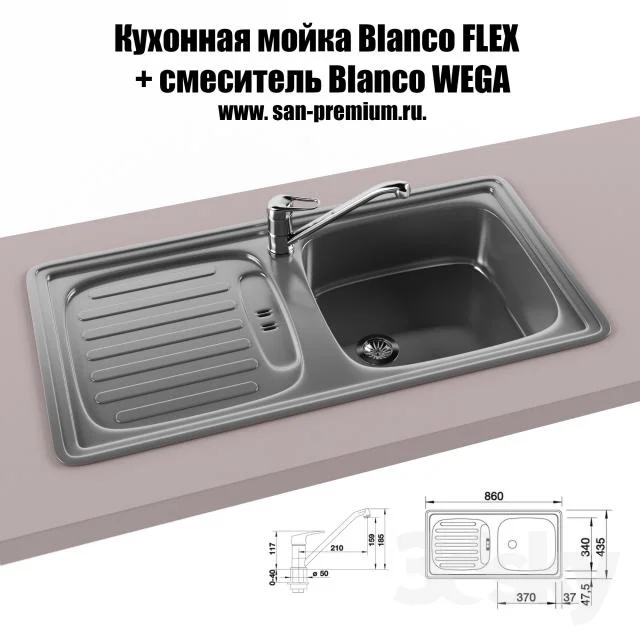 Kitchen sink and faucet Blanco Flex Blanco Wega